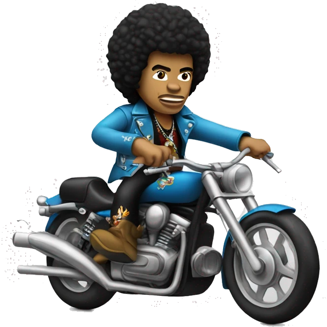 jimi hendrix on a motorcycle playing guitar emoji