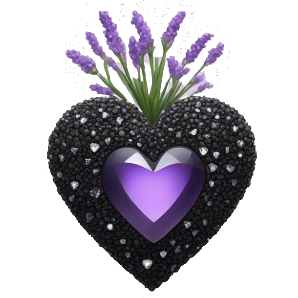 Black heart with lavender diamonds emoji