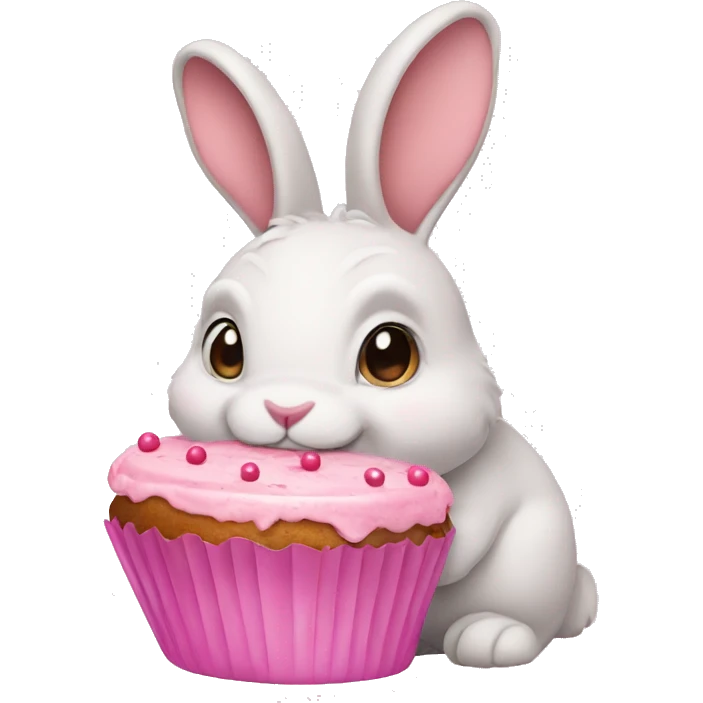 Rabbit with pink cake emoji