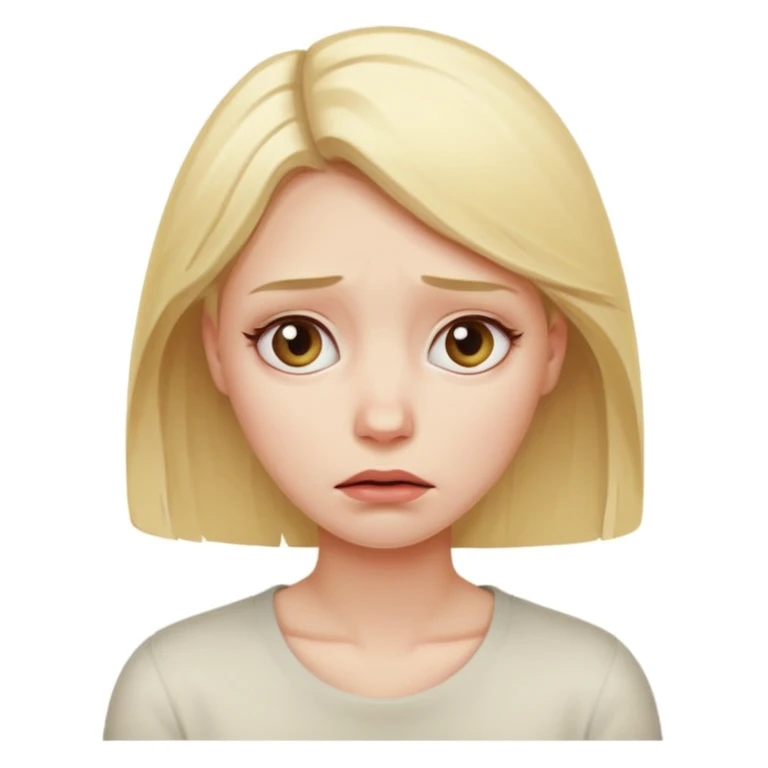 Жінка блондинка яка ж емоційно розгублена в ній багато емоцій emoji