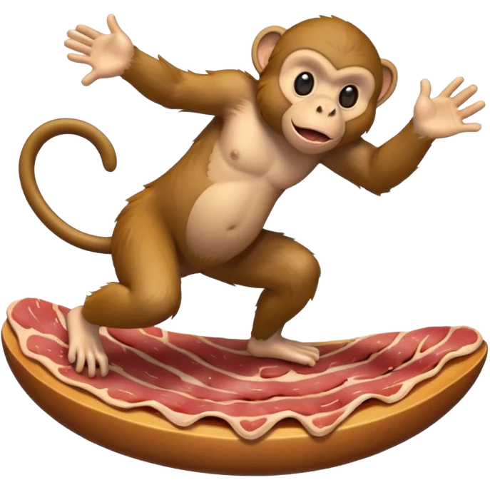 Monkey surfing on meat emoji