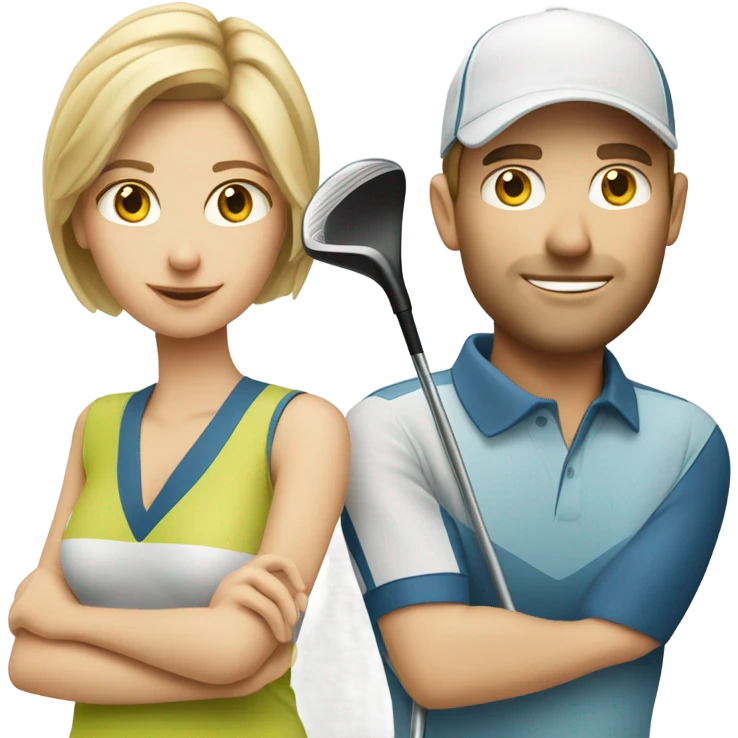 Husband and wife golfing team Caucasian emoji