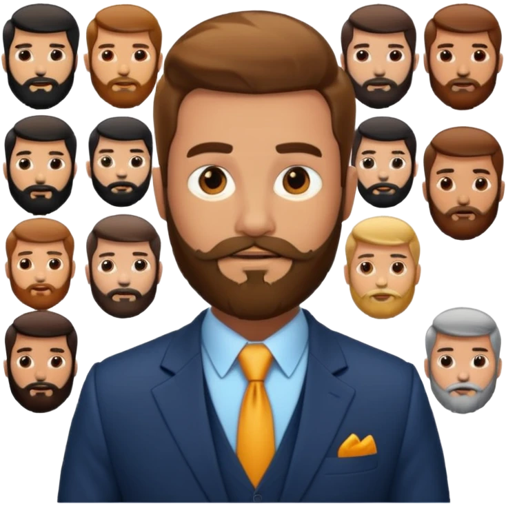 suit man,beard,different suit colors. emoji
