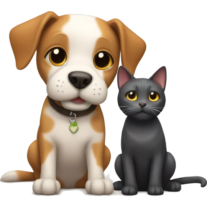 dog and cat being friends emoji