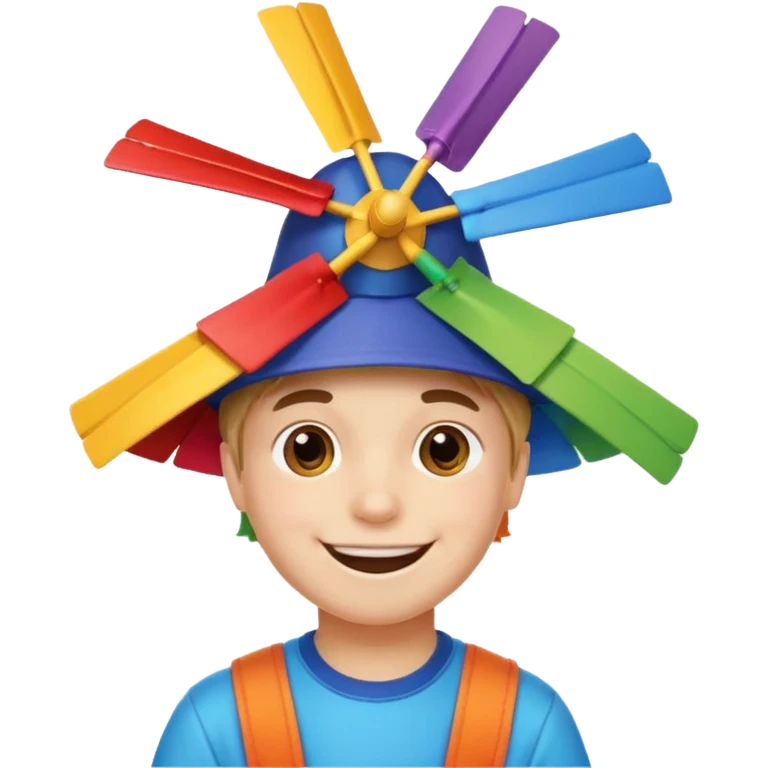Boy wear colorful windmill hat emoji