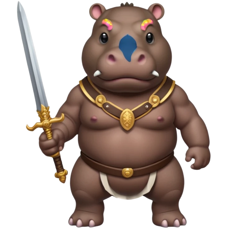 hippo with sword strapped to his front emoji