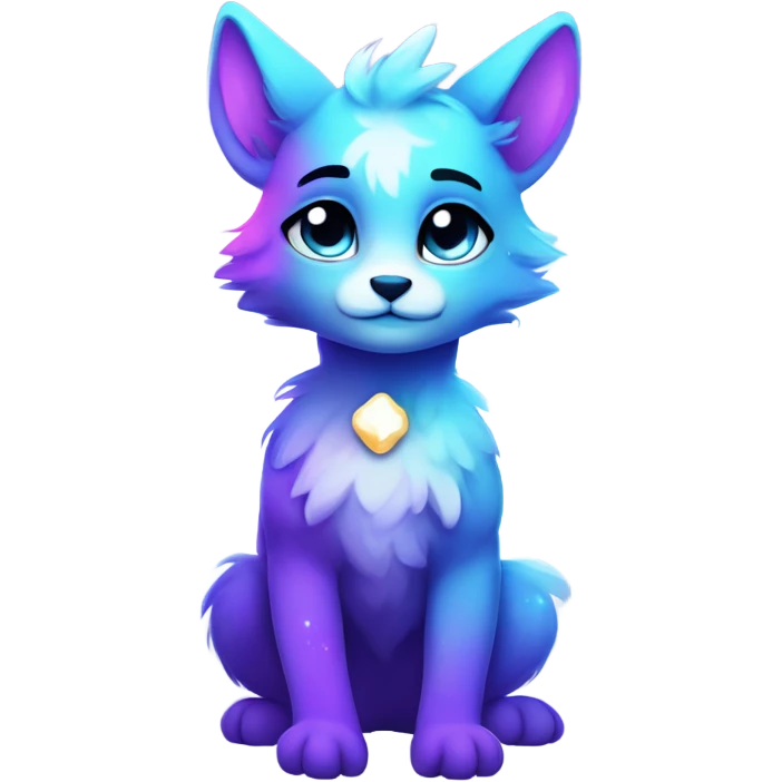 Adorable innocent cute gradient-Sparkle-nebula-fursona furry, full body emoji