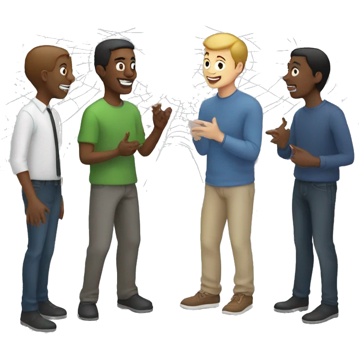 people meeting around a spider web emoji