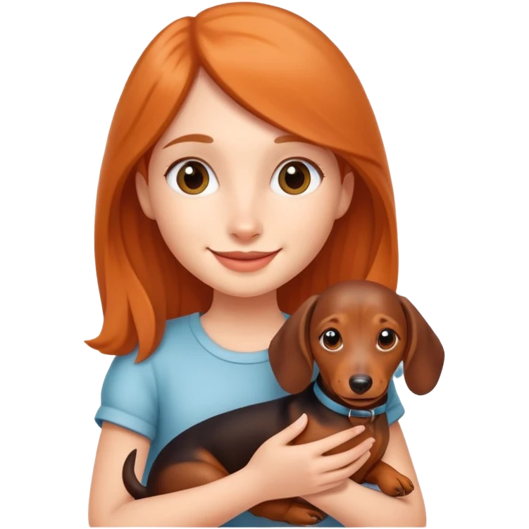 Girl smiling with Daschund emoji