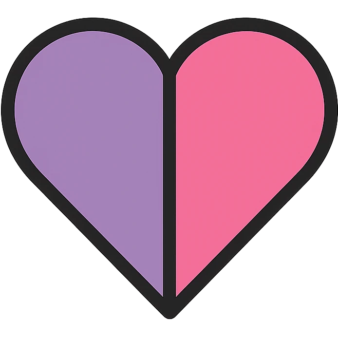 purple and pink heart icon, modern icon style, clean lines, no text emoji