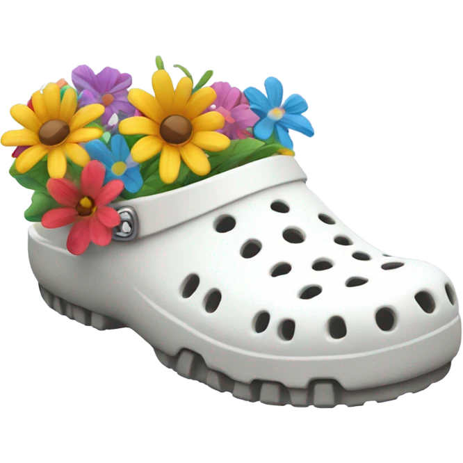 White Crocs with flowers emoji