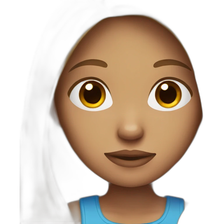 girl with blue eyes with brown straight long hair and with freckles emoji