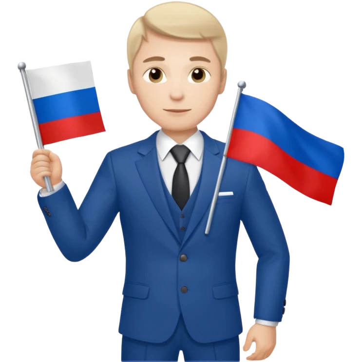 a Russian man in a suit with a Russian flag in his hand emoji