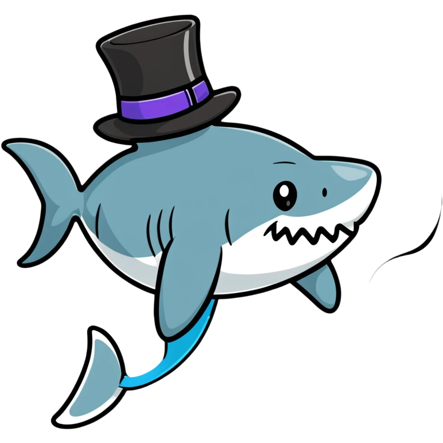 Shark with a top hat emoji