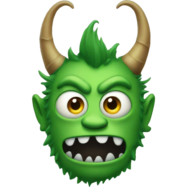 An evil green monster with horns. emoji