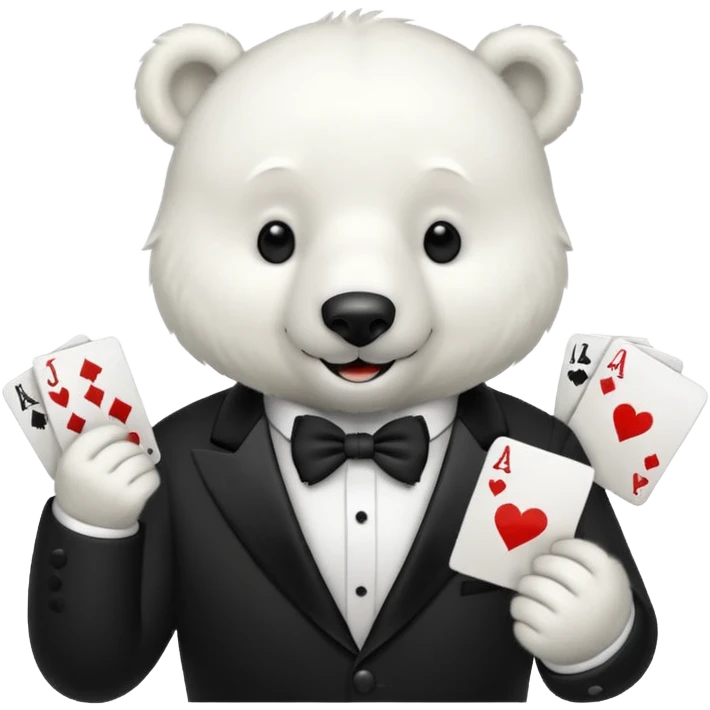 Oso polar millonario jugando emoji