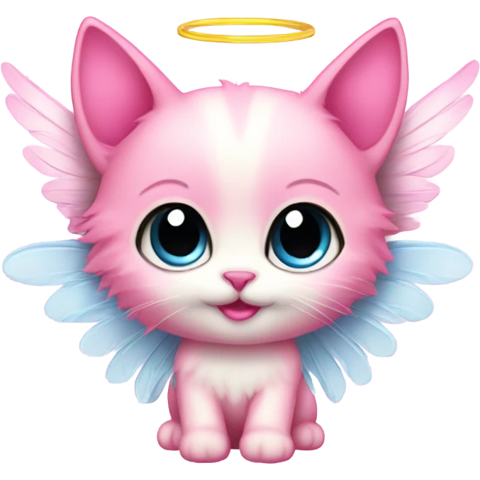 Pink ombre sparkly kitten with angel wings  emoji