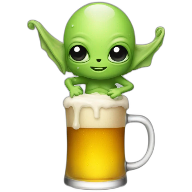 Alien-drink-beer emoji