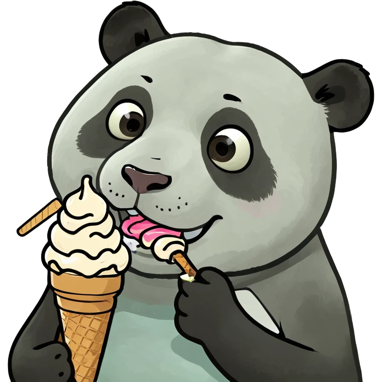 Panda eating ice cream emoji