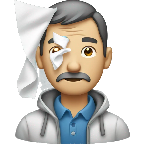 Man wiping eye with tissue emoji