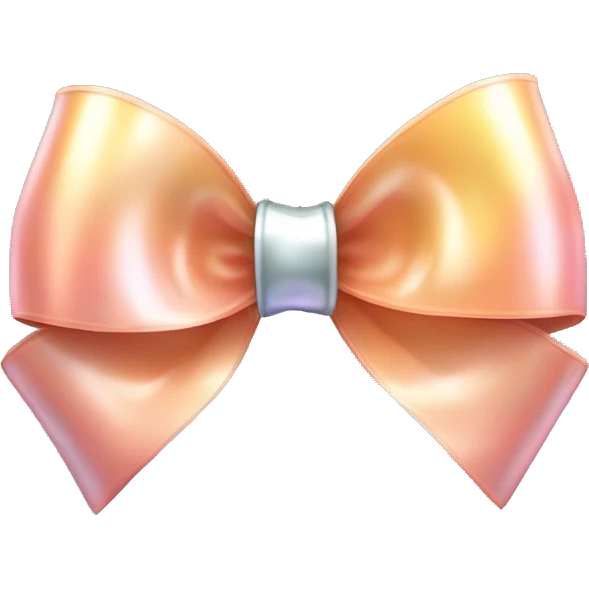 Realistic isolated silver holographic bow with smaller peach color bow attached on top of it. emoji