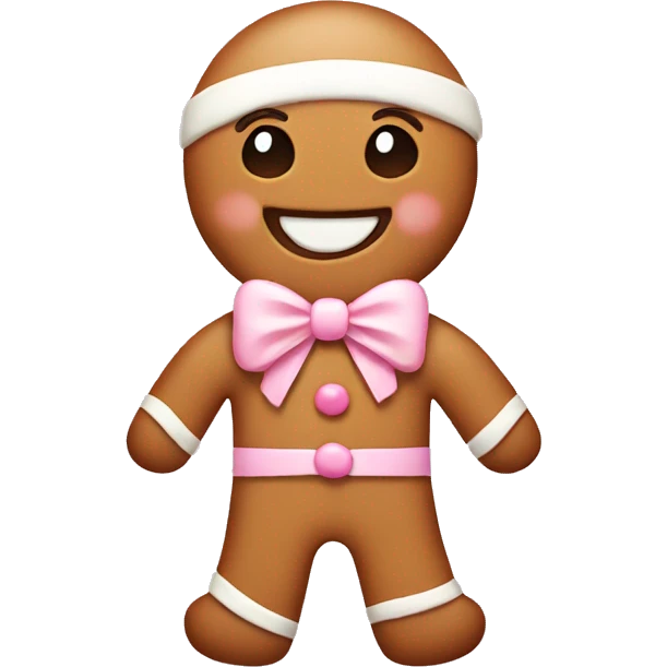 gingerbread man with a pale pink bow emoji