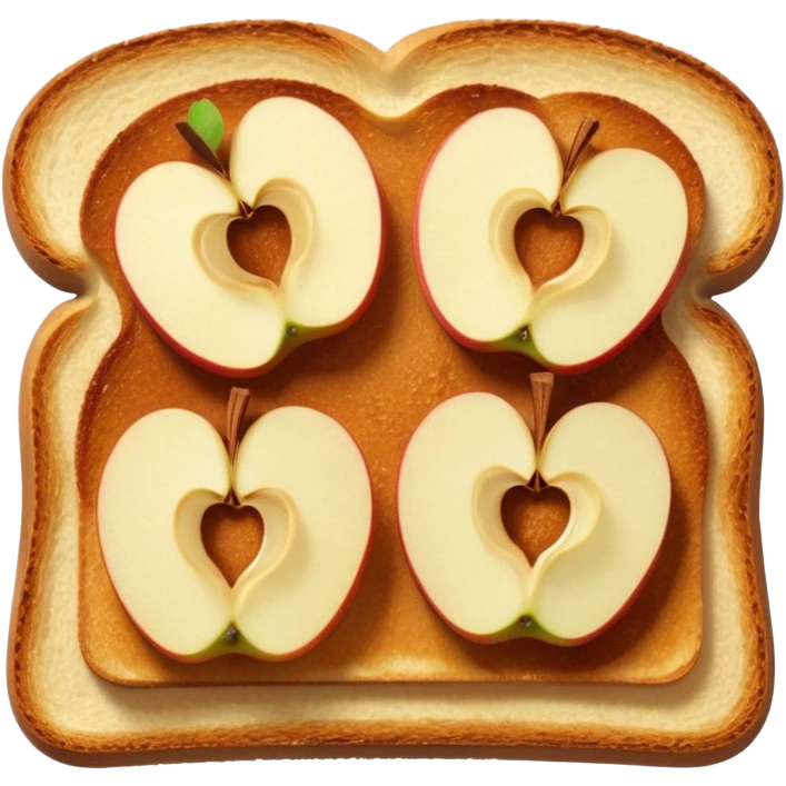 toast with apple slices on top with a dusting of cinnamon emoji