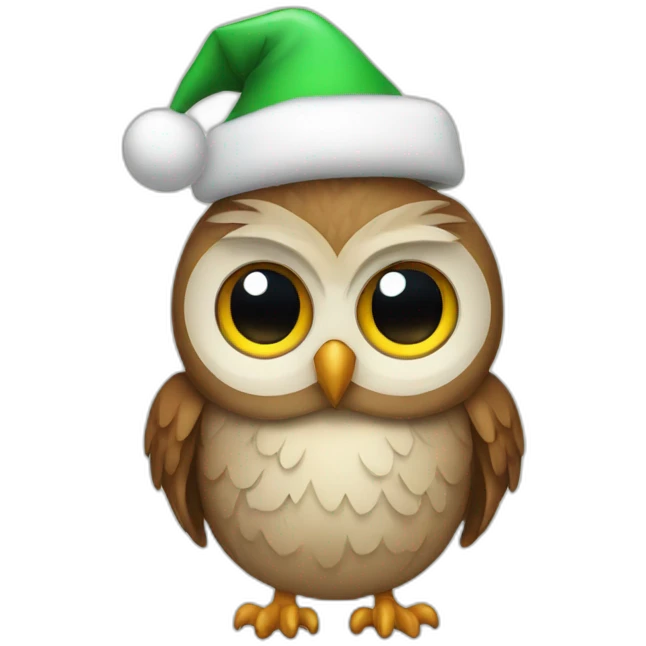 Owl with christmas hat emoji