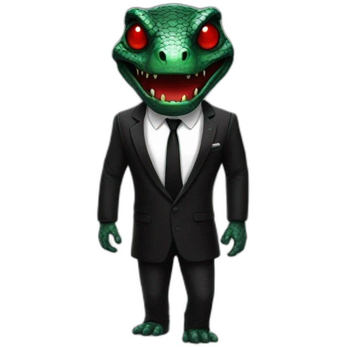 reptiloid in a black suite with red laser eyes emoji