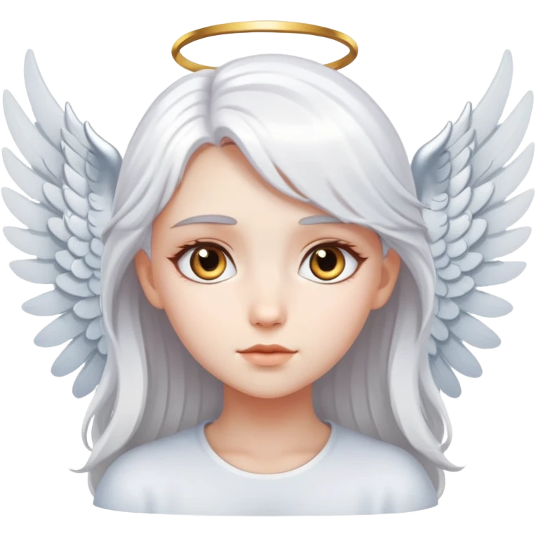 دختر مو سفید و چشم نقره ای با بال فرشته  emoji
