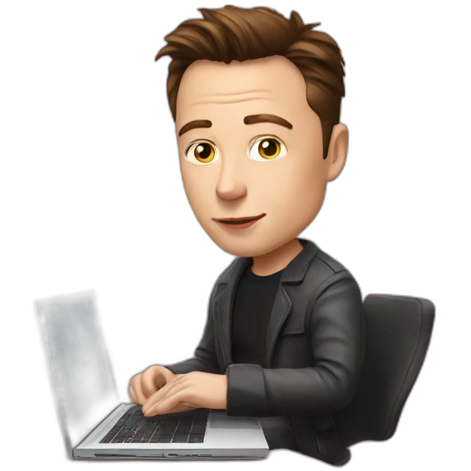 elon musk usando notebook emoji
