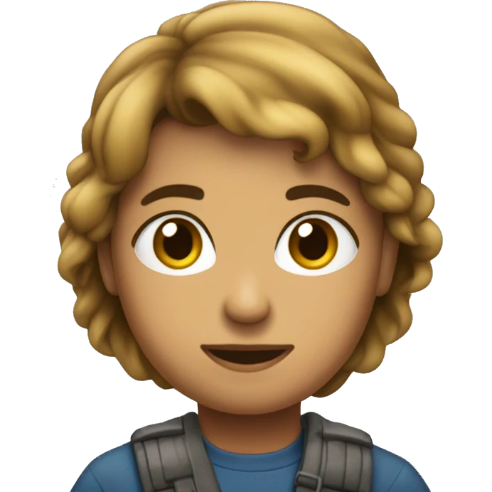 criança pele escura mais um pouco clara com capelo escuro e enrolado. emoji