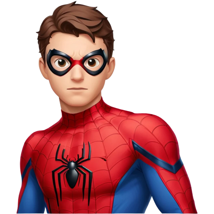 Tom Holland as Spider-Man with mask half off emoji