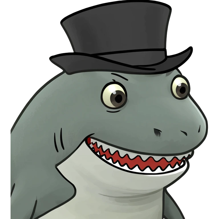 Shark with a top hat emoji