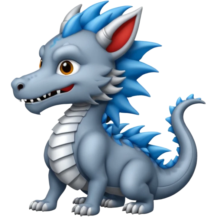 Lobo gris y dragon azul abrazandose emoji