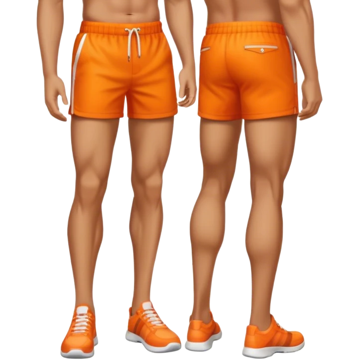 full male legs back with orange shorts emoji