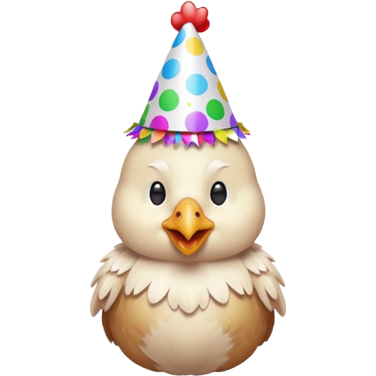 A chicken with a party hat and confetti  emoji