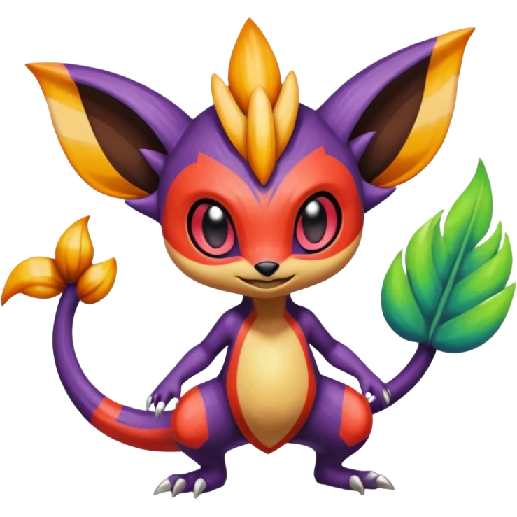 Colorful Exotic Meloetta-Sableye-Chimchar-Virizion-Venom-Stitch-Fakémon-creature-hybrid emoji