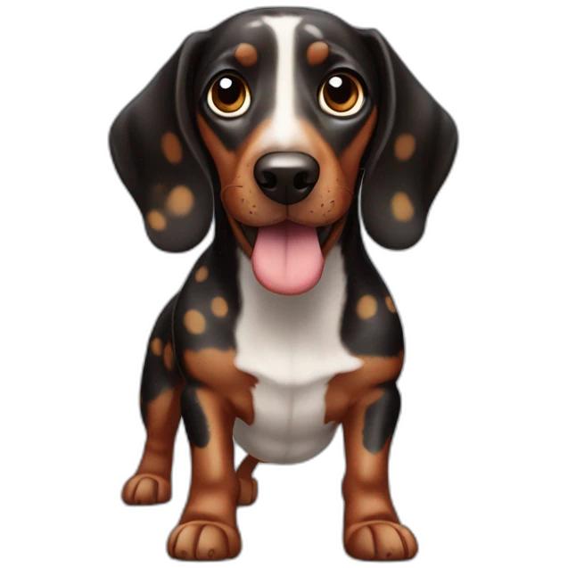 black and brown spotted sausage dog emoji