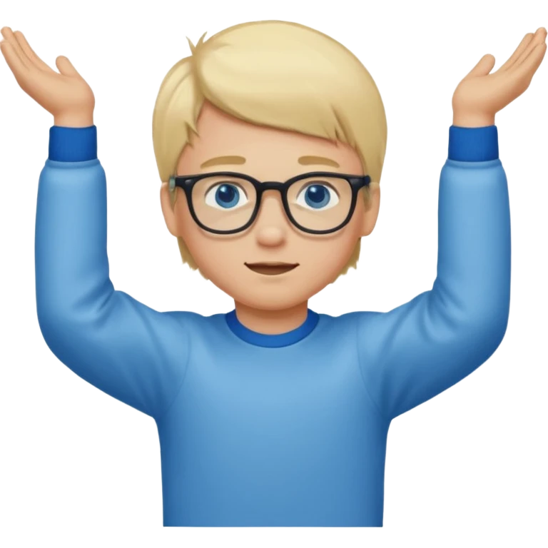 Wygeneruj mi emotke chłopaka o włosach blond z niebieskimi oczami w okularach w trakcie podciągania na drążku emoji