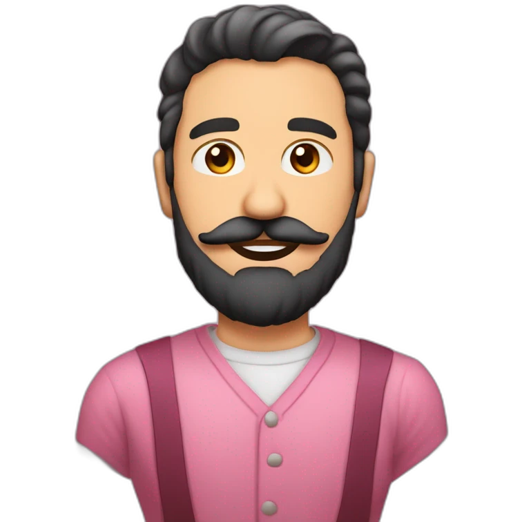 HOMBRE DE CABELLO LARGO AMARRADO CON BARBA LARGA Y BIGOTE VESTIDO DE ROSA emoji