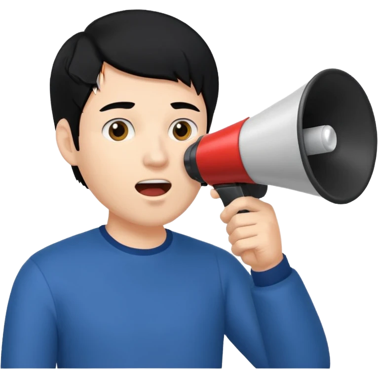 man with black hair using a megaphone emoji