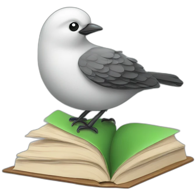 bird reading books emoji