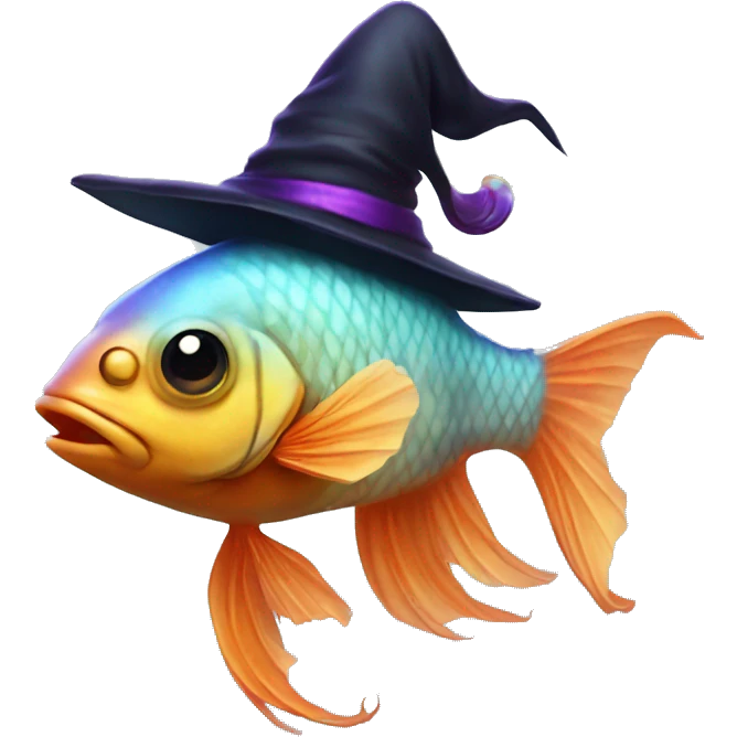 Beta fish with a witch hat  emoji