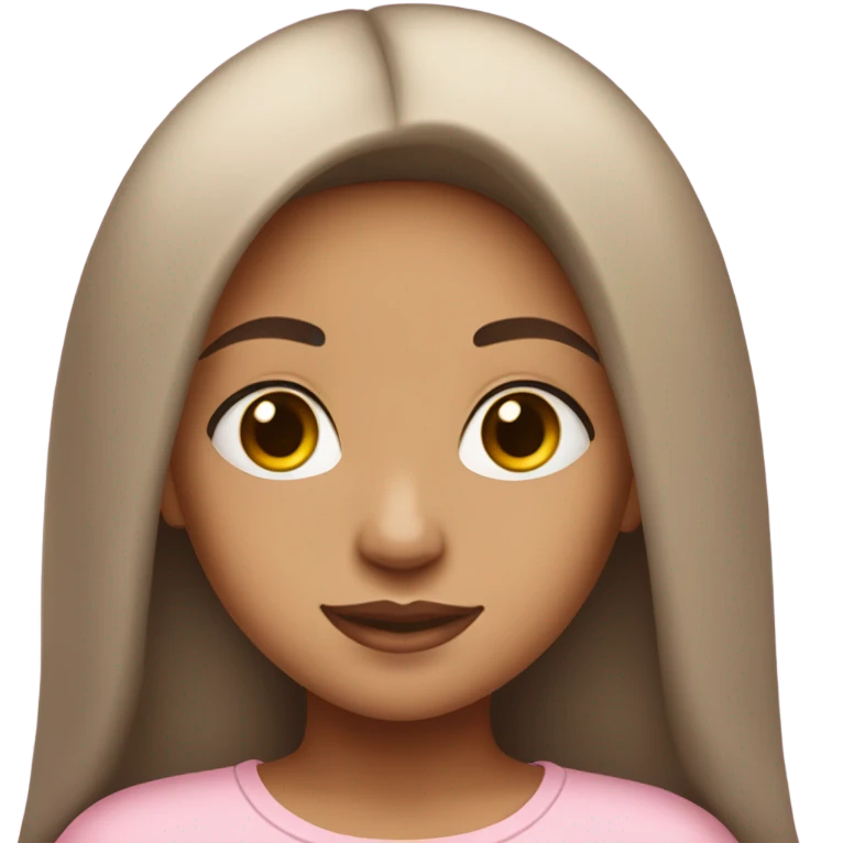 A light brown skinned girl, with long straight black hair, standing in baby pink clothes emoji