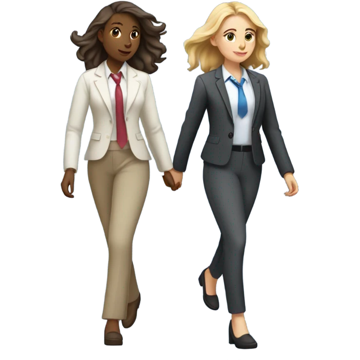 3 girl friends fair, same height, going to office emoji