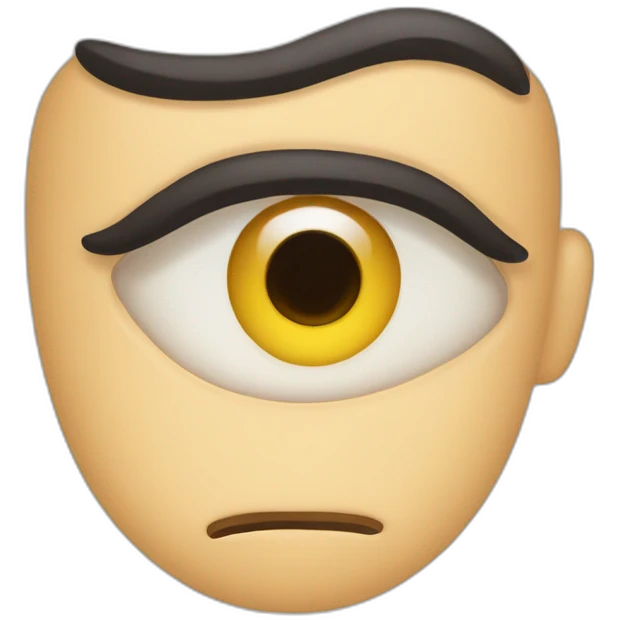 Emoji emoticon pulling with his finger one lower eyelid further down. Meaning alertness, be watchful, you do not fool me, my eye or disbelief gesture emoji