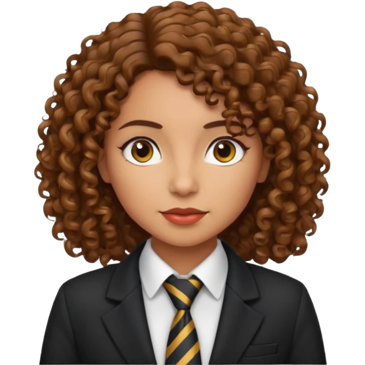 curly brown haired hispanic woman with tie and blazer emoji