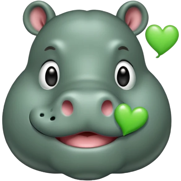 Hippo with green heart sending a kiss emoji