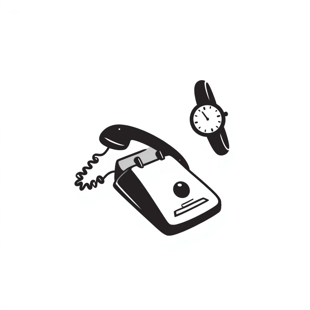simple telephone sitting underneath a round wristwatch emoji